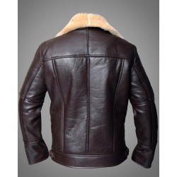 Full Shearling Dark Brown Leather Bomber Jacket